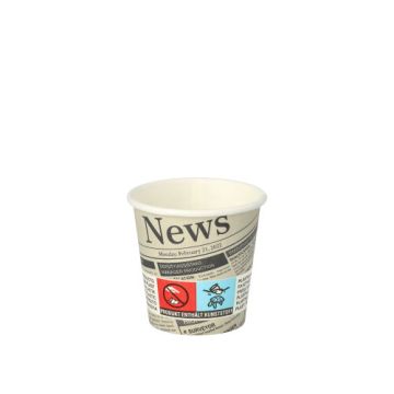 Trinkbecher, Pappe "To Go" 5 cl Ø 5 cm · 5 cm weiss "Newsprint"