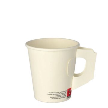 Trinkbecher mit Henkel, Pappe 0,18 l Ø 7,3 cm · 7,8 cm weiss