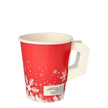 Trinkbecher mit Henkel, Pappe 0,2 l Ø 8 cm · 9,3 cm "Winter Time"