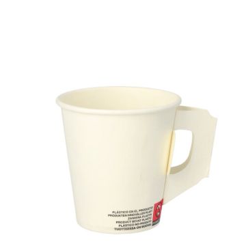 Trinkbecher mit Henkel, Pappe 0,18 l Ø 7,3 cm · 7,8 cm weiss