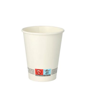 Trinkbecher, Pappe 0,2 l Ø 8 cm · 9,2 cm weiss