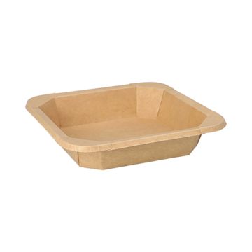 Lunchboxen, Pappe eckig 500 ml 3,3 cm x 16,2 cm x 16,2 cm braun