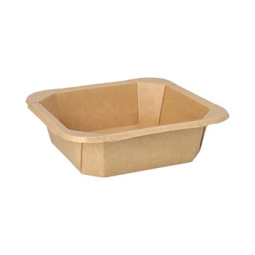 Lunchboxen, Pappe eckig 750 ml 4,7 cm x 16,2 cm x 16,2 cm braun