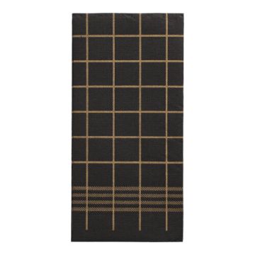 Servietten, 2-lagig "PUNTO" 1/8-Falz 39 cm x 40 cm schwarz/gold "Kitchen Towel"