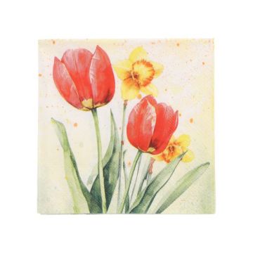 Servietten, 3-lagig 1/4-Falz 25 cm x 25 cm "Tulips & Daffodils"