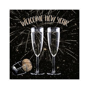 Servietten, 3-lagig 1/4-Falz 25 cm x 25 cm "Welcome New Year"