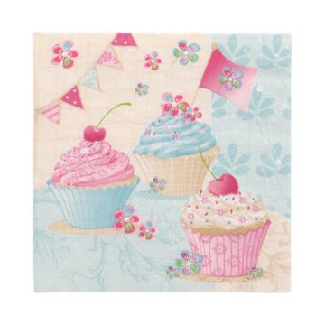 Servietten, 3-lagig 1/4-Falz 33 cm x 33 cm "Birthday Cup Cakes"