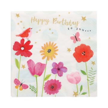 Servietten, 3-lagig 1/4-Falz 33 cm x 33 cm "Birthday Flowers"