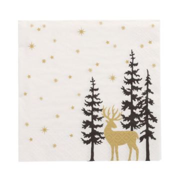 Servietten, 3-lagig 1/4-Falz 33 cm x 33 cm "Golden Deer"