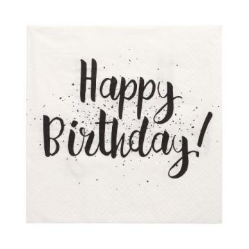 Servietten, 3-lagig 1/4-Falz 33 cm x 33 cm "Happy Birthday"