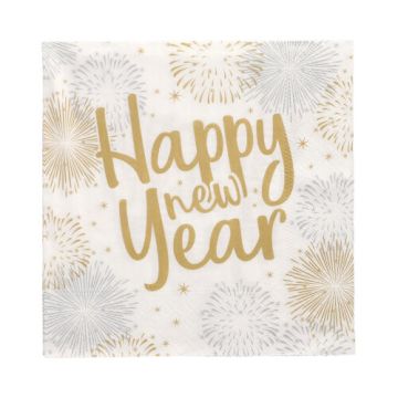 Servietten, 3-lagig 1/4-Falz 33 cm x 33 cm "Happy New Year"