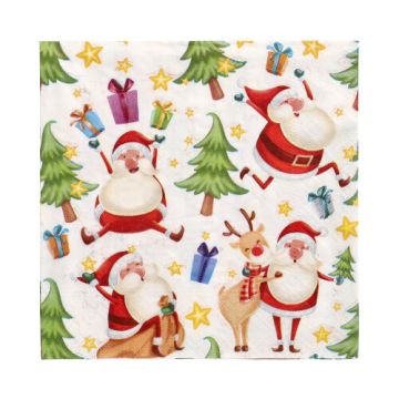 Servietten, 3-lagig 1/4-Falz 33 cm x 33 cm "Happy Santa"