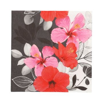 Servietten, 3-lagig 1/4-Falz 33 cm x 33 cm "Hibiscus"