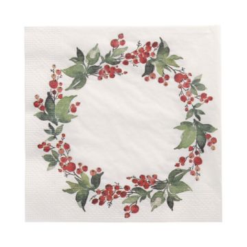 Servietten, 3-lagig 1/4-Falz 33 cm x 33 cm "Holly Crown"