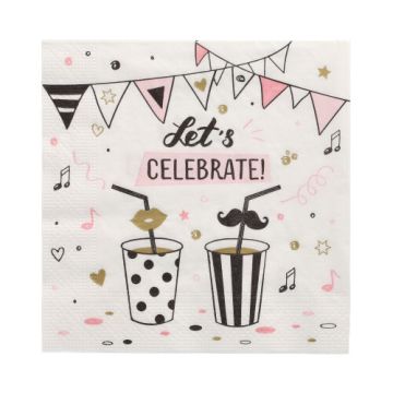 Servietten, 3-lagig 1/4-Falz 33 cm x 33 cm "Let's Celebrate"