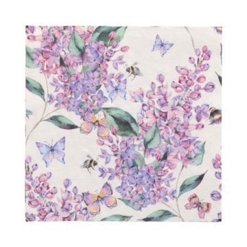 Servietten, 3-lagig 1/4-Falz 33 cm x 33 cm "Lilac Dream"