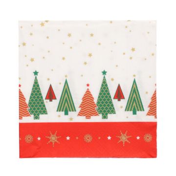 Servietten, 3-lagig 1/4-Falz 33 cm x 33 cm "Plain Christmas Trees"