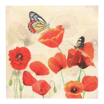 Servietten, 3-lagig 1/4-Falz 33 cm x 33 cm "Poppy Flowers"