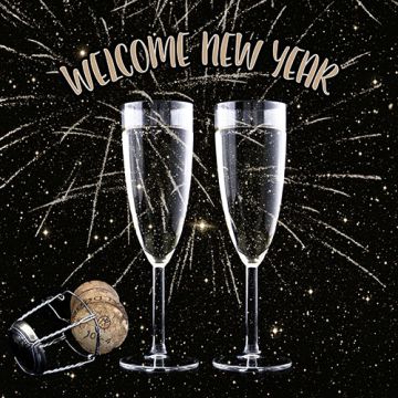 Servietten, 3-lagig 1/4-Falz 33 cm x 33 cm "Welcome New Year"