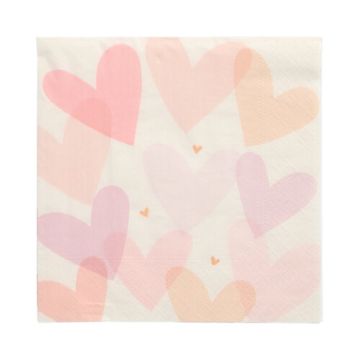 Servietten, 3-lagig 1/4-Falz 33 cm x 33 cm "Pastell Hearts"