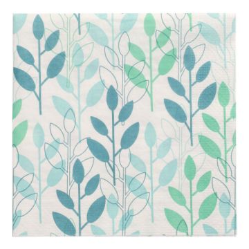 Servietten, 3-lagig 1/4-Falz 33 cm x 33 cm blau "Branches"