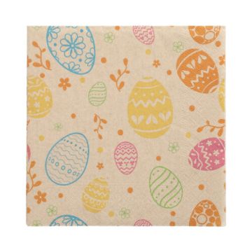 Servietten, 3-lagig 1/4-Falz 33 cm x 33 cm natur "Eggs" aus recyceltem Papier