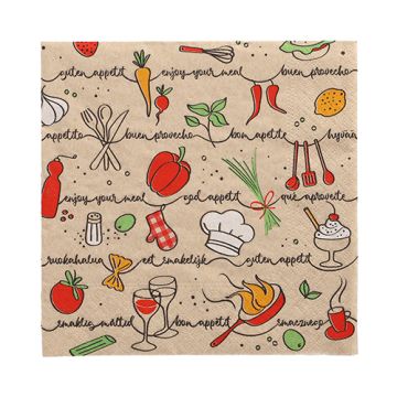 Servietten, 3-lagig 1/4-Falz 33 cm x 33 cm natur "Enjoy your meal" aus recyceltem Papier