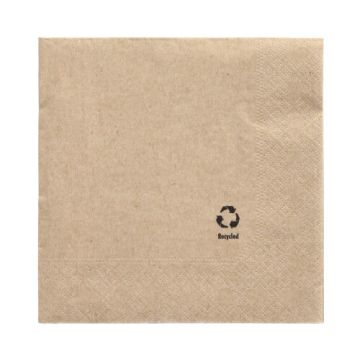 Servietten, 3-lagig 1/4-Falz 33 cm x 33 cm natur aus recyceltem Papier