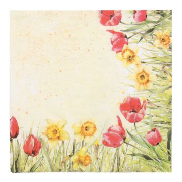 Servietten, 3-lagig 1/4-Falz 40 cm x 40 cm "Tulips & Daffodils"