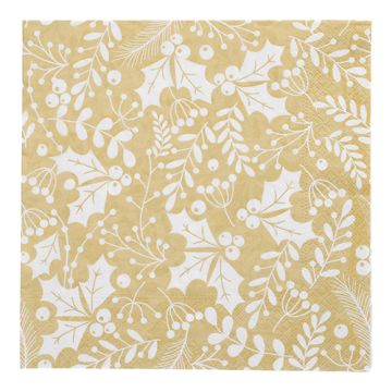 Servietten, 3-lagig 1/4-Falz 40 cm x 40 cm gold "Houx et Gui"