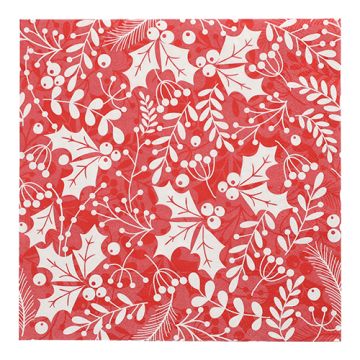 Servietten, 3-lagig 1/4-Falz 40 cm x 40 cm rot "Houx et Gui"