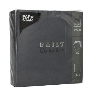 Servietten "DAILY Collection" 1/4-Falz 32 cm x 32 cm schwarz