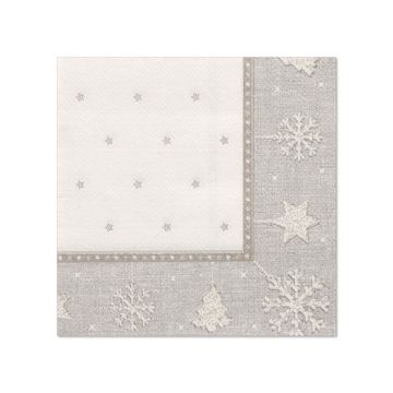 Servietten "ROYAL Collection" 1/4-Falz 25 cm x 25 cm silber "X-Mas"