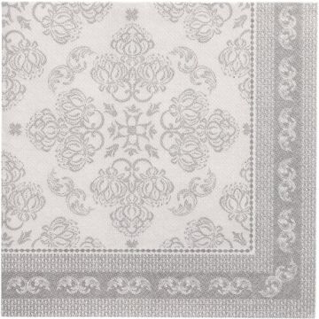 Servietten "ROYAL Collection" 1/4-Falz 40 cm x 40 cm grau "Arabesque"