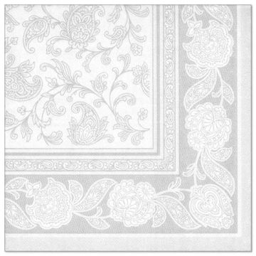 Servietten "ROYAL Collection" 1/4-Falz 40 cm x 40 cm weiss "Ornaments"