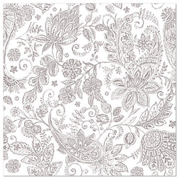 Servietten "ROYAL Collection" 1/4-Falz 40 cm x 40 cm grau "Paisley"