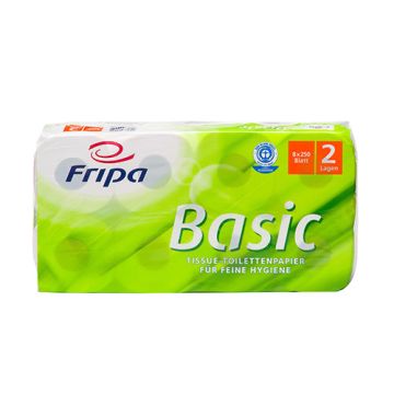 Toilettenpapier, 2-lagiges Tissue 12 cm x 11,5 cm weiss "Basic" 250 Blatt