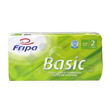 Toilettenpapier, 2-lagiges Tissue Ø 12 cm · 9,8 cm x 11,8 cm weiss "Basic" 400 Blatt