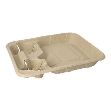 Tragetabletts, Pappe "To Go" 4,7 cm x 26,6 cm x 33 cm für 2 Becher + Mahlzeit