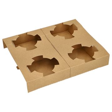 Tragetabletts, Pappe "pure" 3,6 cm x 19,8 cm x 24,1 cm braun für 4 Suppenbecher